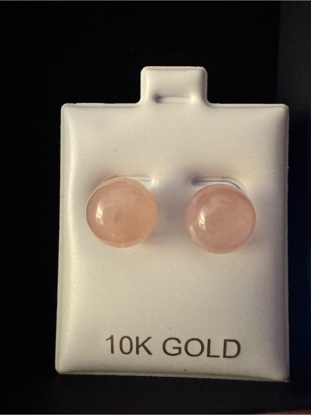 🌸 Brand New 10K Yellow Gold Rose Quartz Stud Earrings